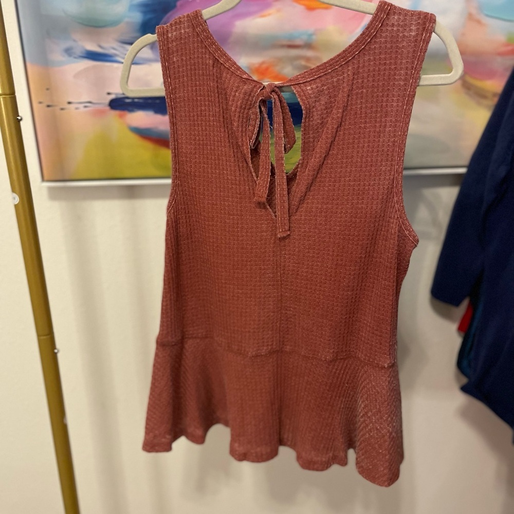 Altar'd State Rust Waffle Knit Tank Top medium boho cottagecore hippie babydoll - Picture 3 of 6